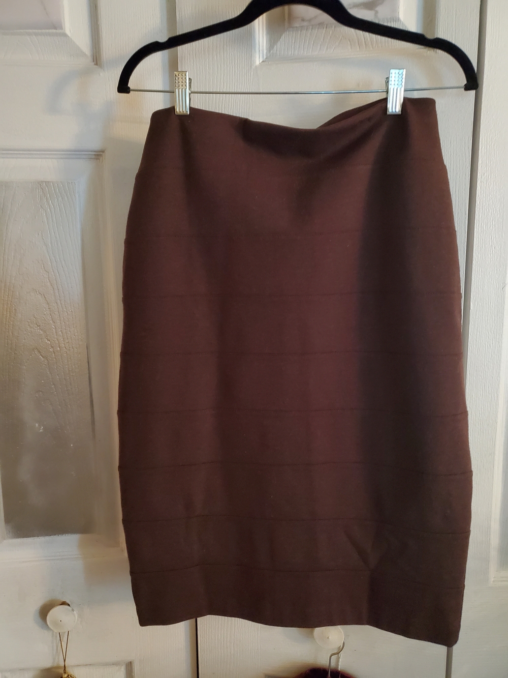 Paniz Brown Fitted Pencil Skirt
